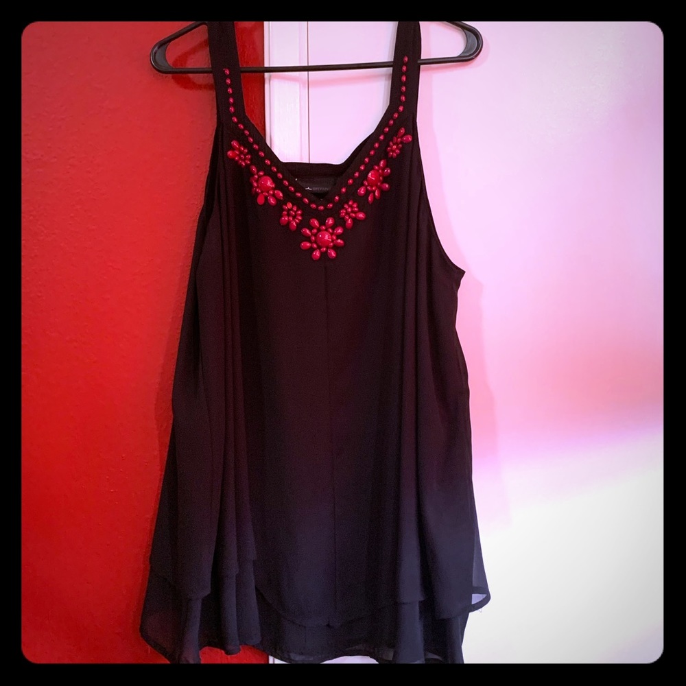 24 Lane Bryant Black Chiffon Tank Top